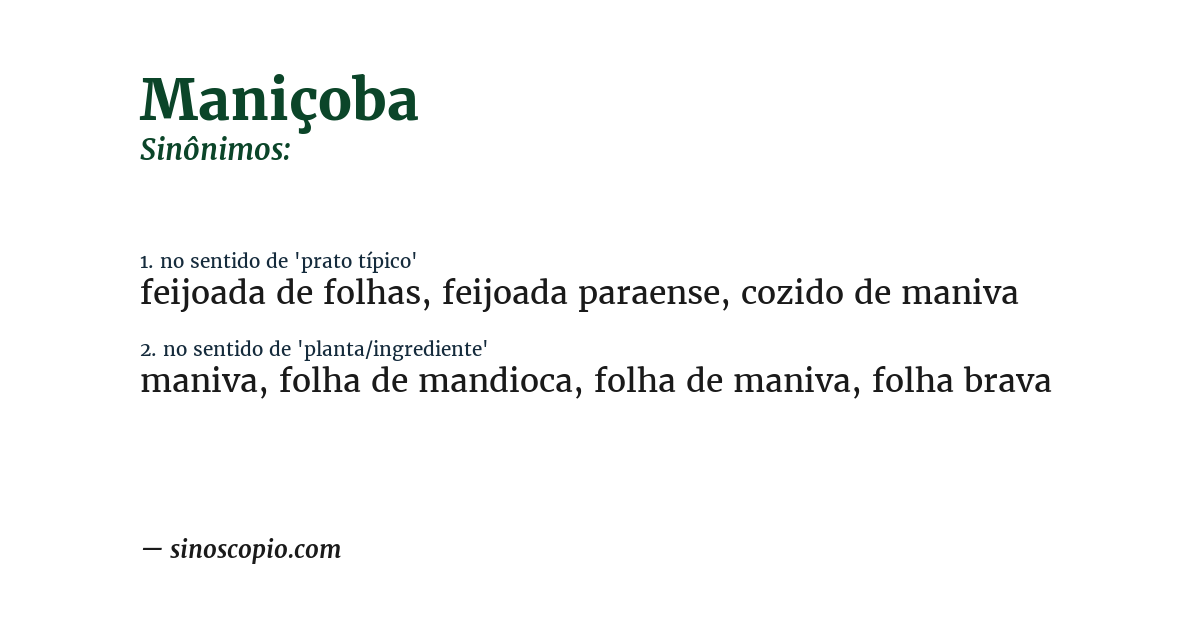 Sinônimo de maniçoba