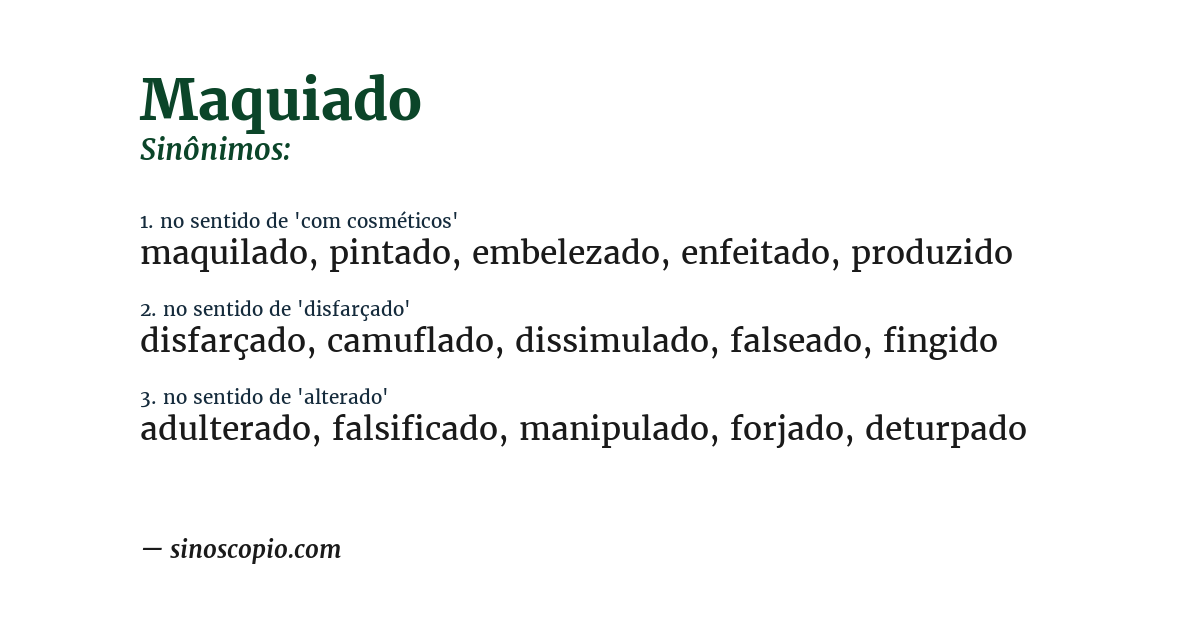 Sinônimo de maquiado