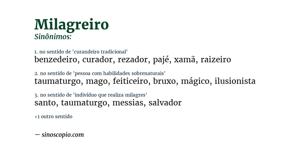 Sinônimo de milagreiro