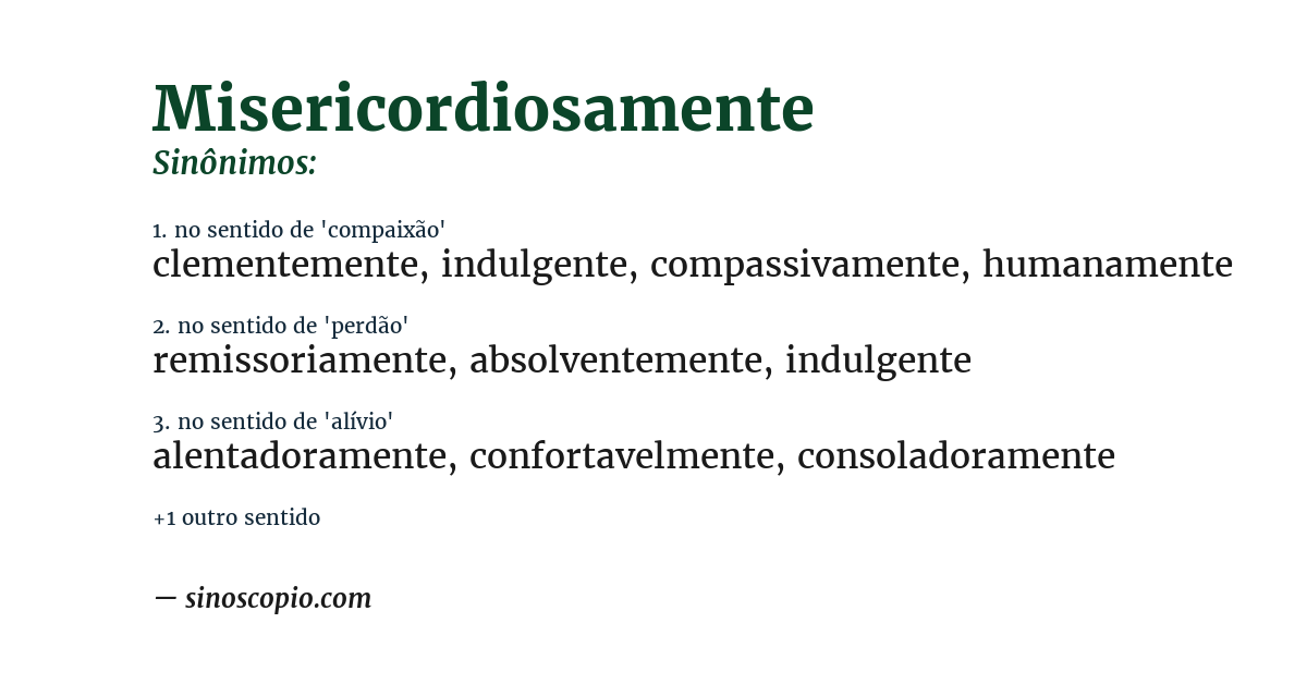 Sinônimo de misericordiosamente