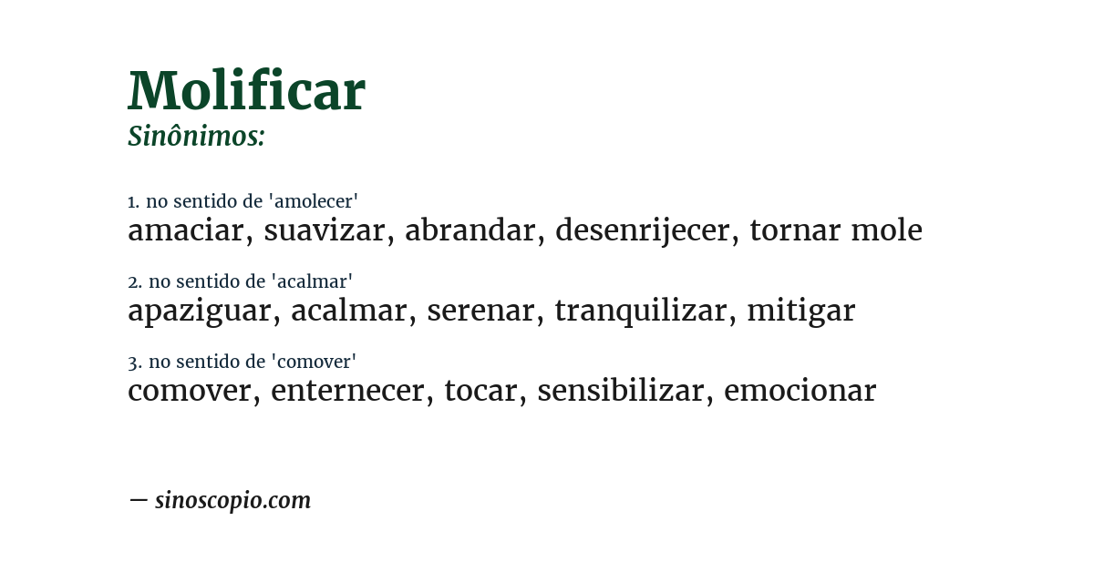 Sinônimo de molificar