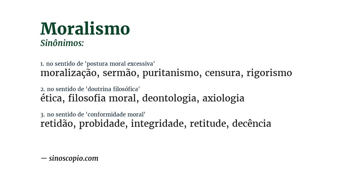 Sinônimo de moralismo