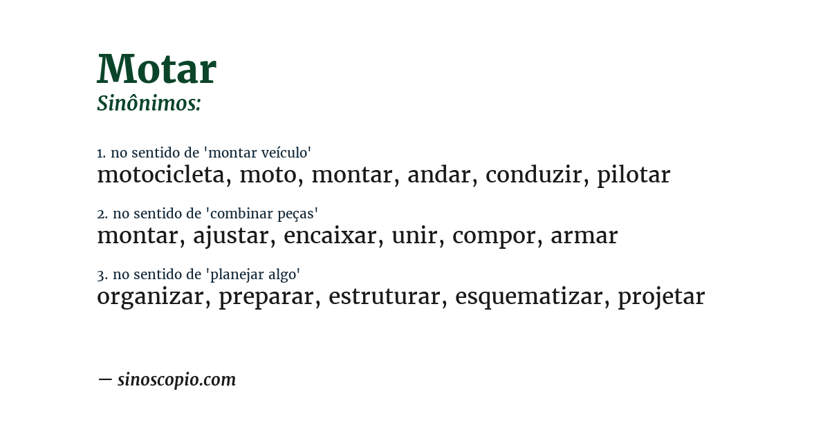 Sinônimo de motar