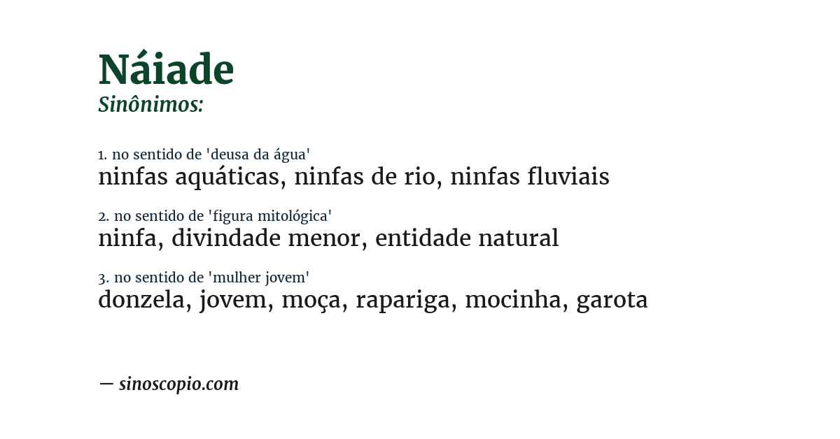 Sinônimo de náiade