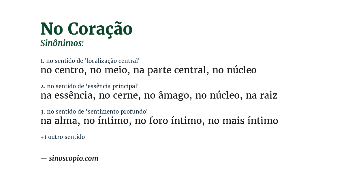 Sinônimo de no coração