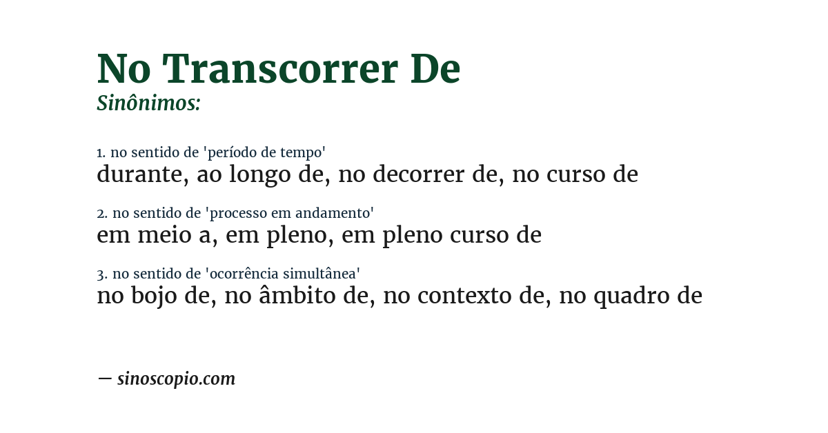 Sinônimo de no transcorrer de