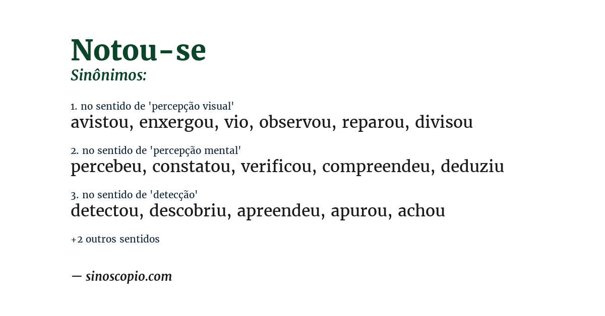 Sinônimo de notou-se