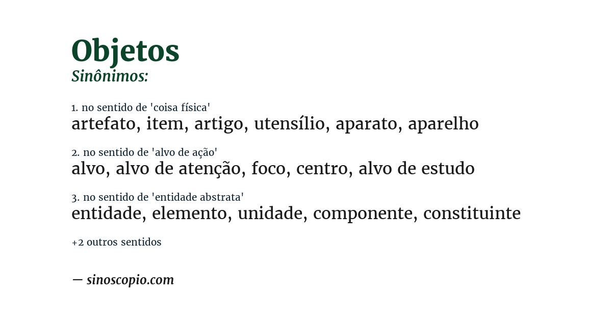 Sinônimo de objetos