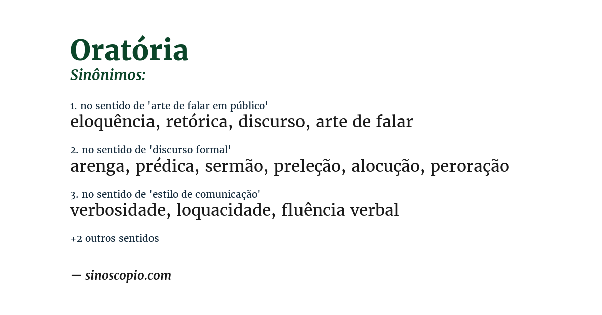 Sinônimo de oratória