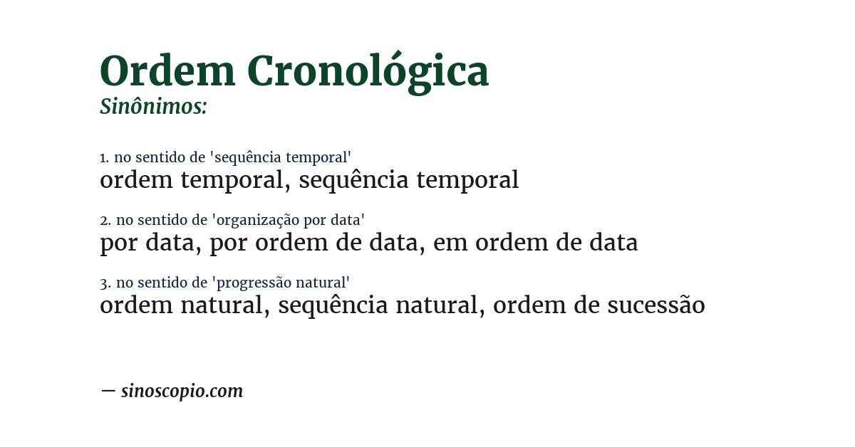 Sinônimo de ordem cronológica