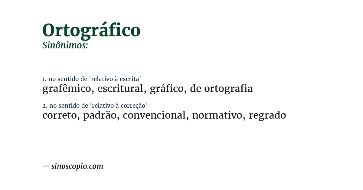 Sinônimo de ortográfico