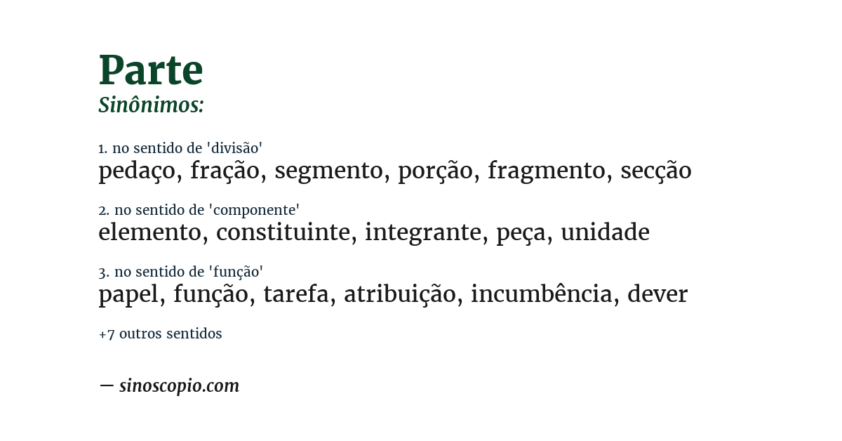 Sinônimo de parte