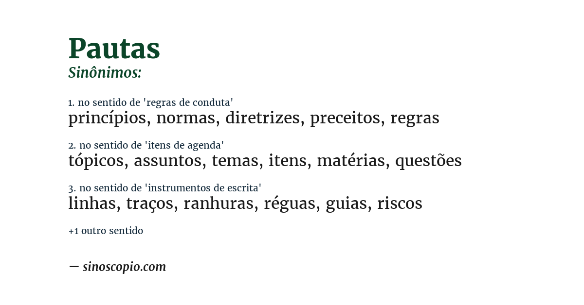Sinônimo de pautas