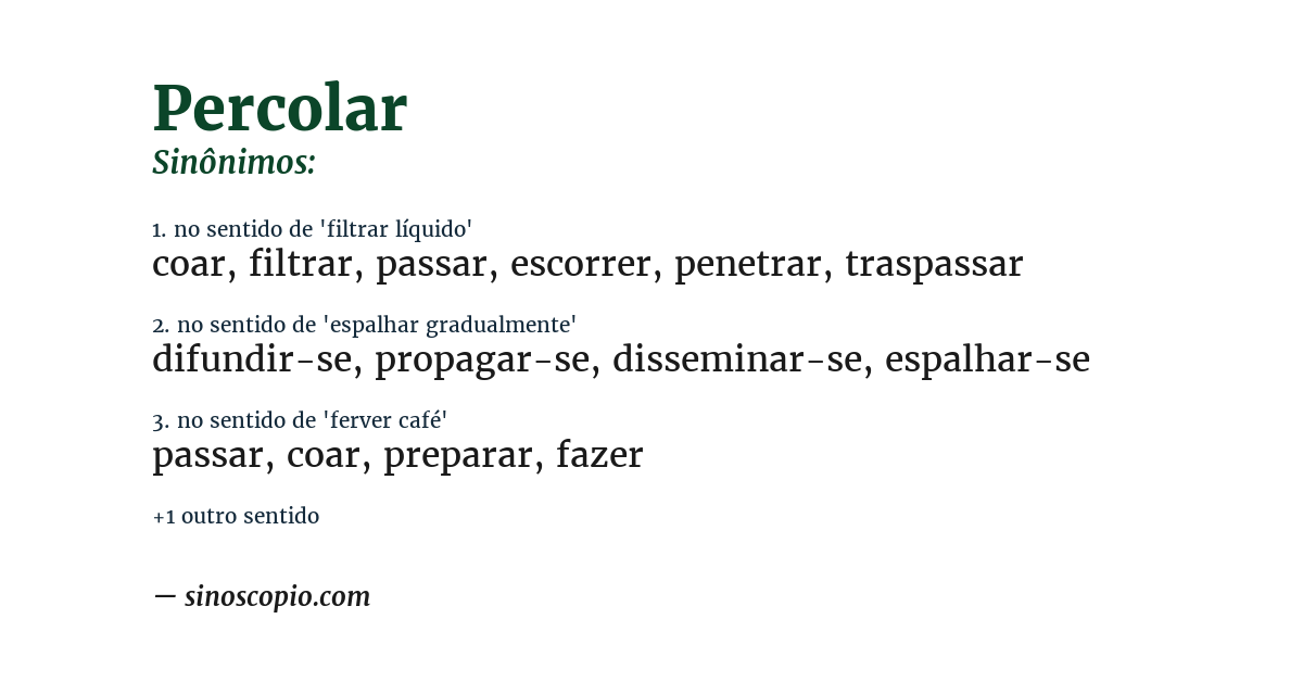Sinônimo de percolar