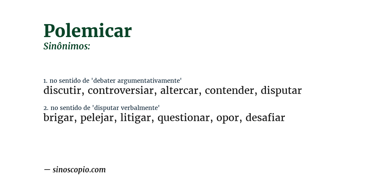 Sinônimo de polemicar