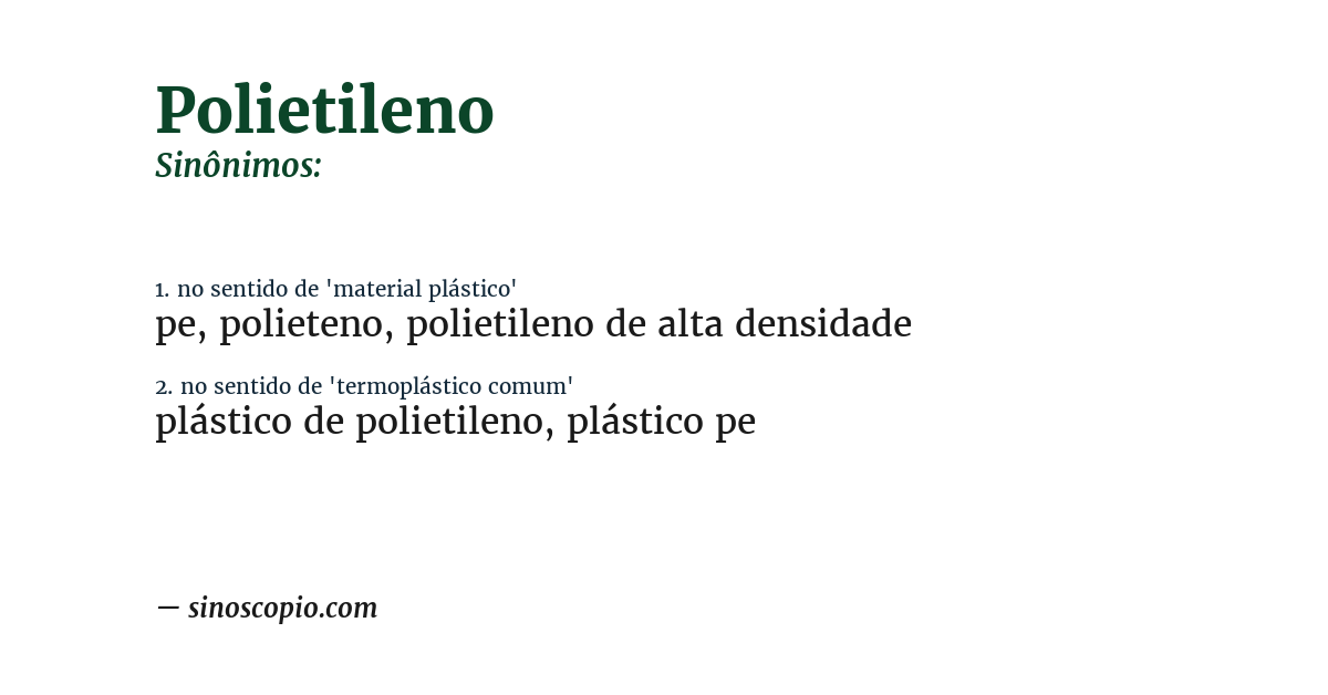 Sinônimo de polietileno