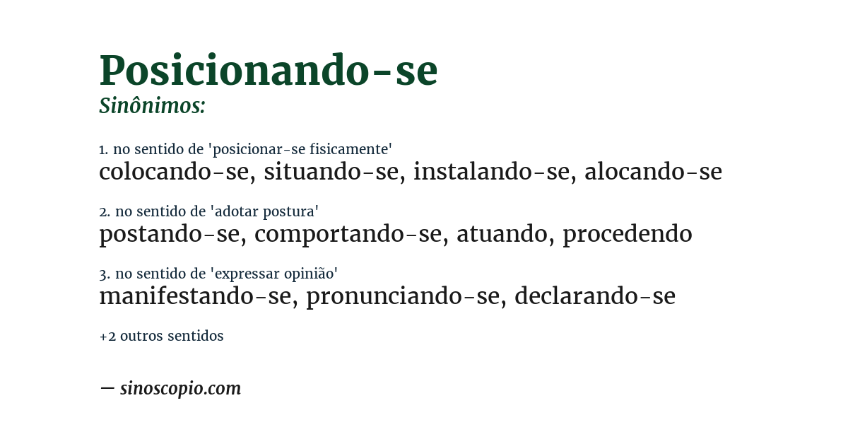 Sinônimo de posicionando-se