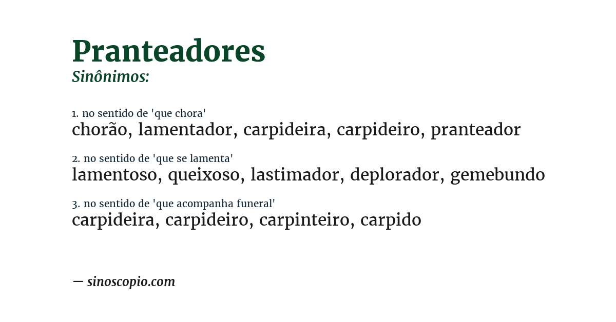 Sinônimo de pranteadores