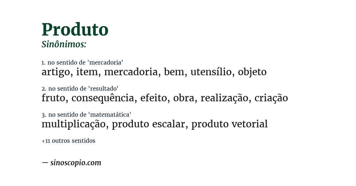 Sinônimo de produto