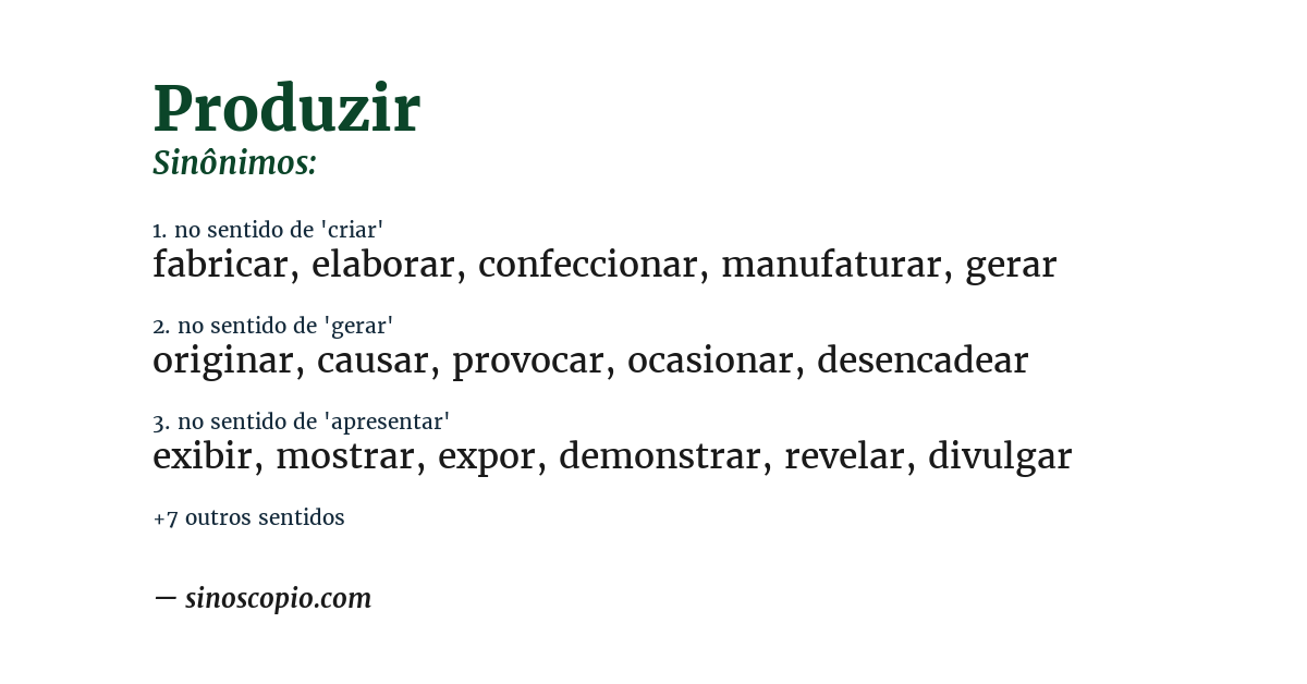 Sinônimo de produzir