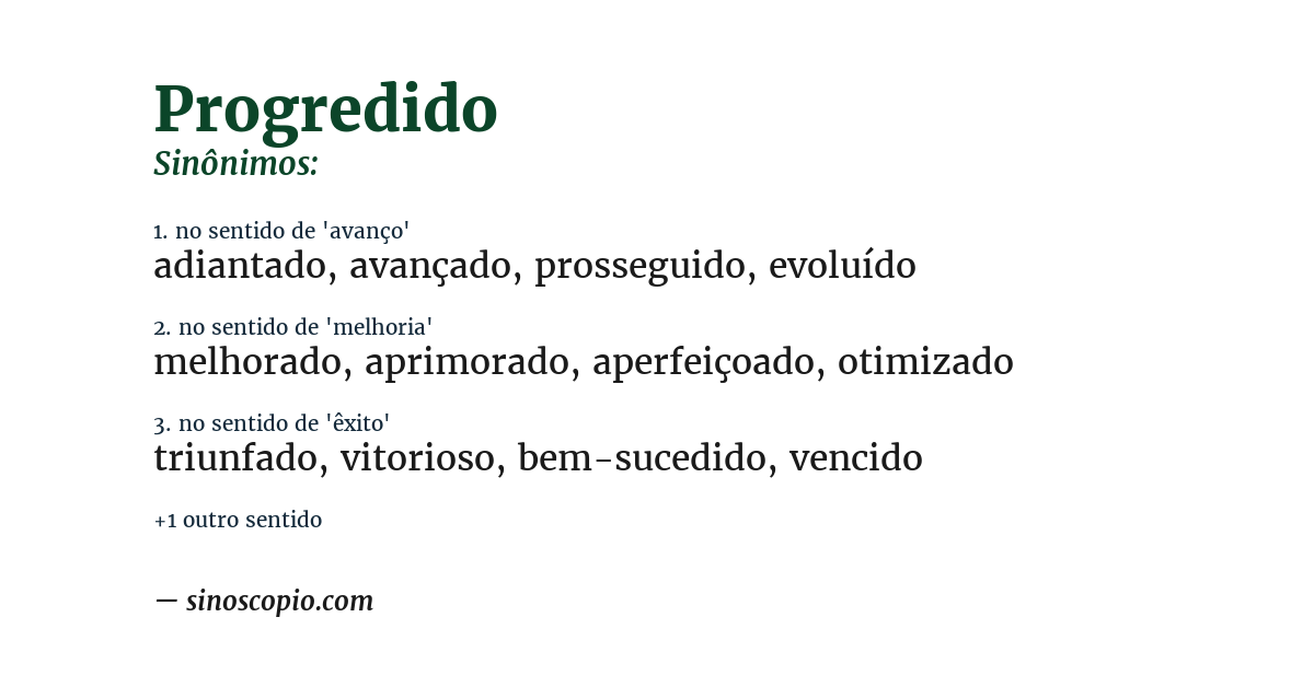 Sinônimo de progredido