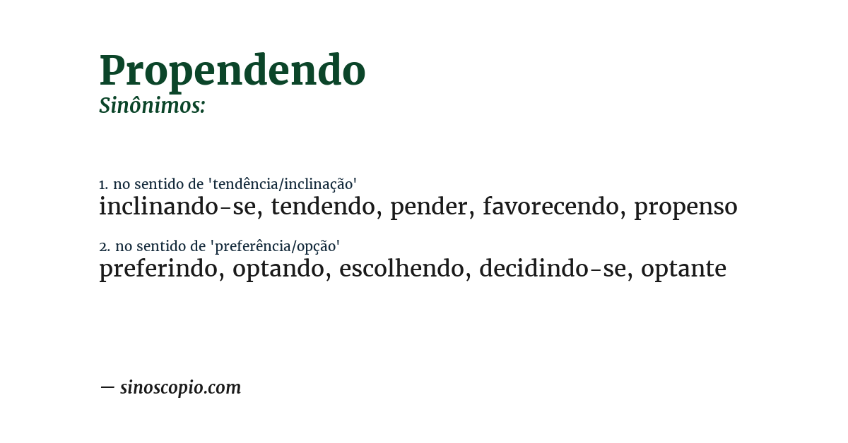 Sinônimo de propendendo