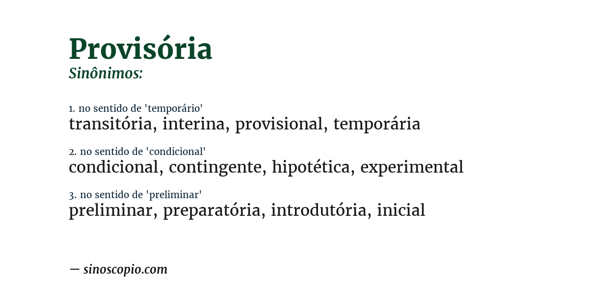 Sinônimo de provisória