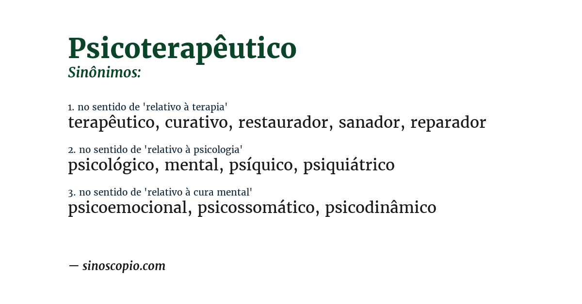 Sinônimo de psicoterapêutico