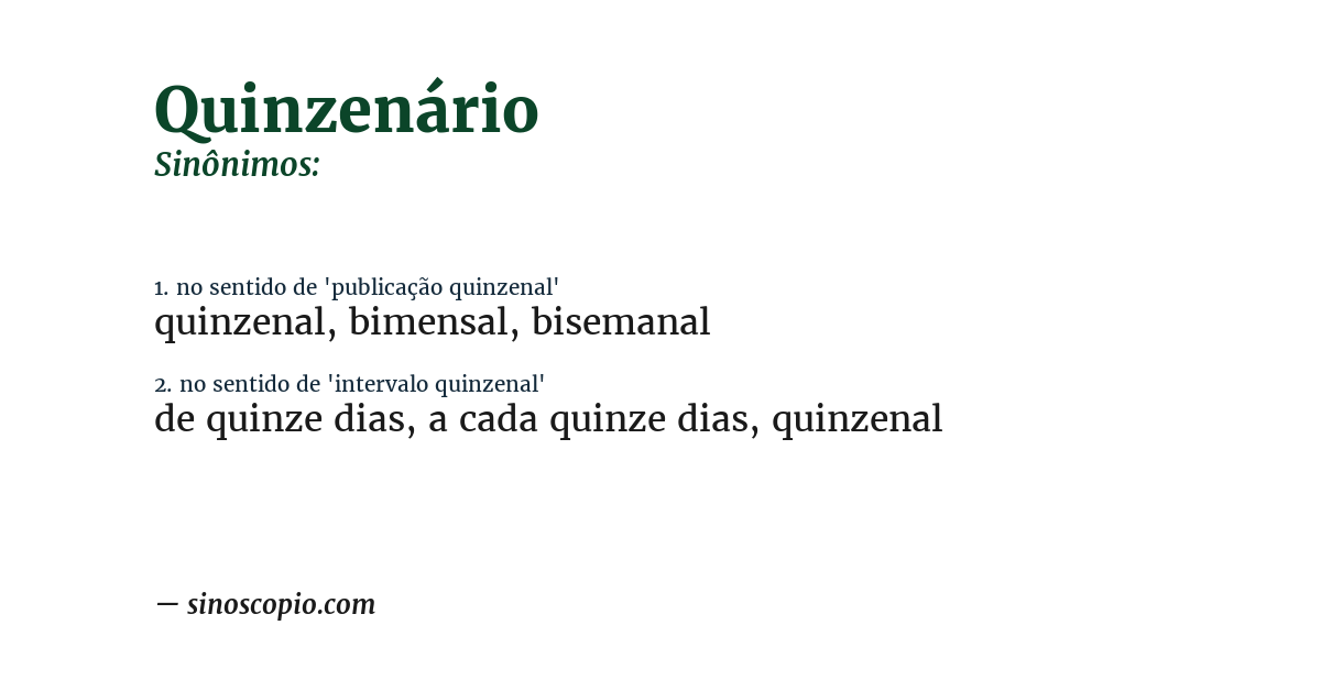 Sinônimo de quinzenário