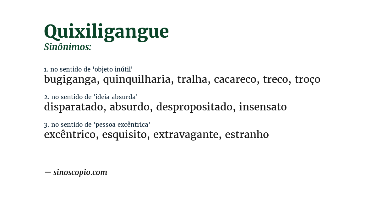 Sinônimo de quixiligangue