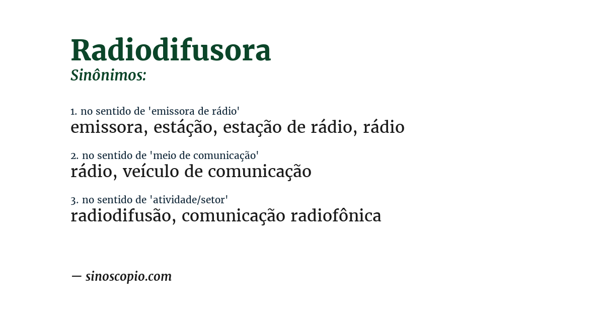 Sinônimo de radiodifusora