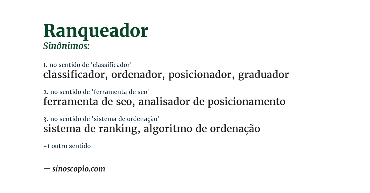 Sinônimo de ranqueador