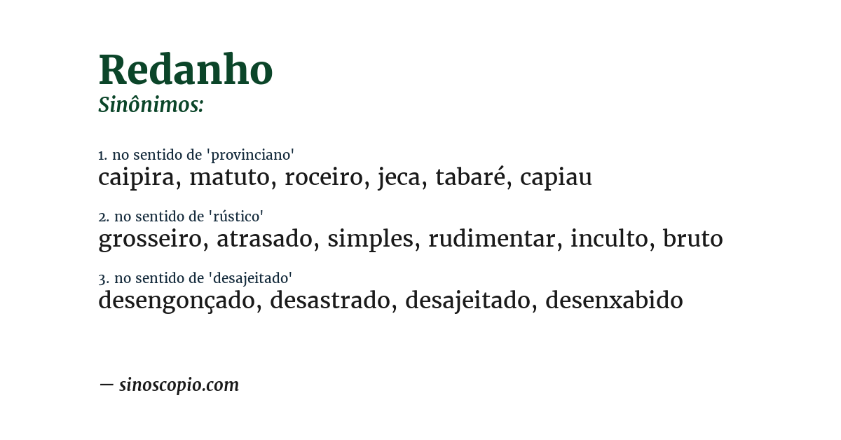 Sinônimo de redanho