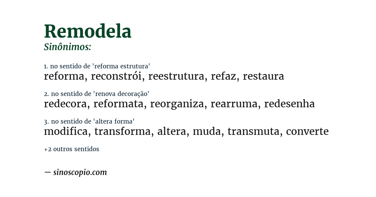 Sinônimo de remodela