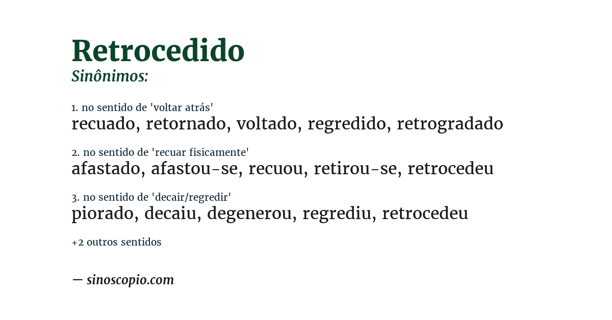 Sinônimo de retrocedido
