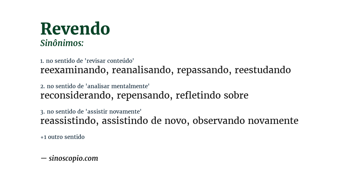Sinônimo de revendo