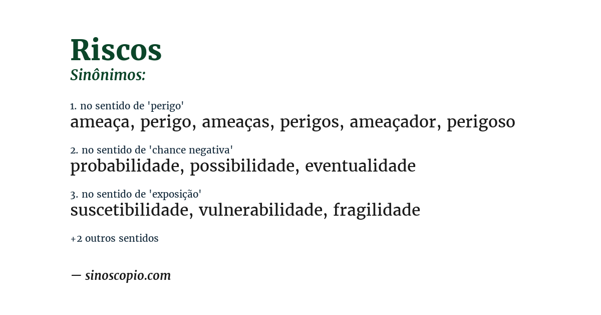 Sinônimo de riscos