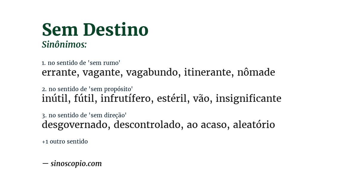 Sinônimo de sem destino