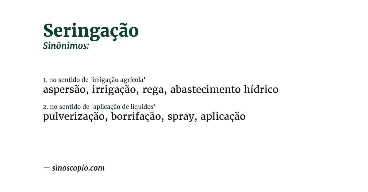 Sinônimo de seringação