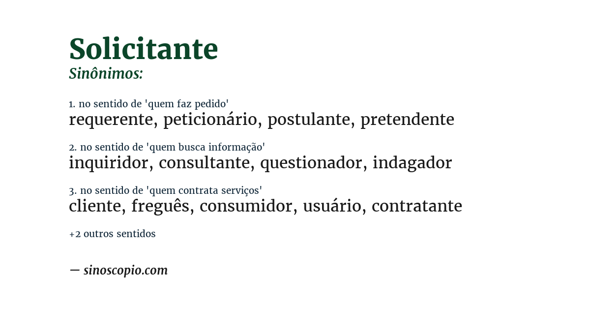 Sinônimo de solicitante