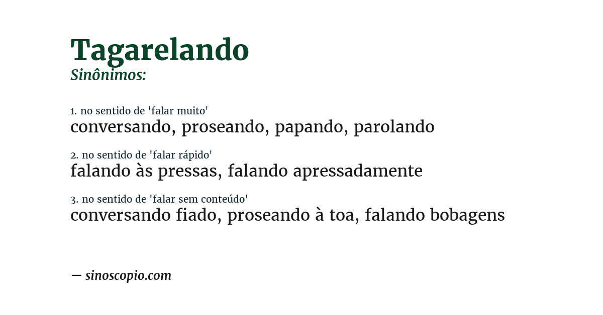 Sinônimo de tagarelando