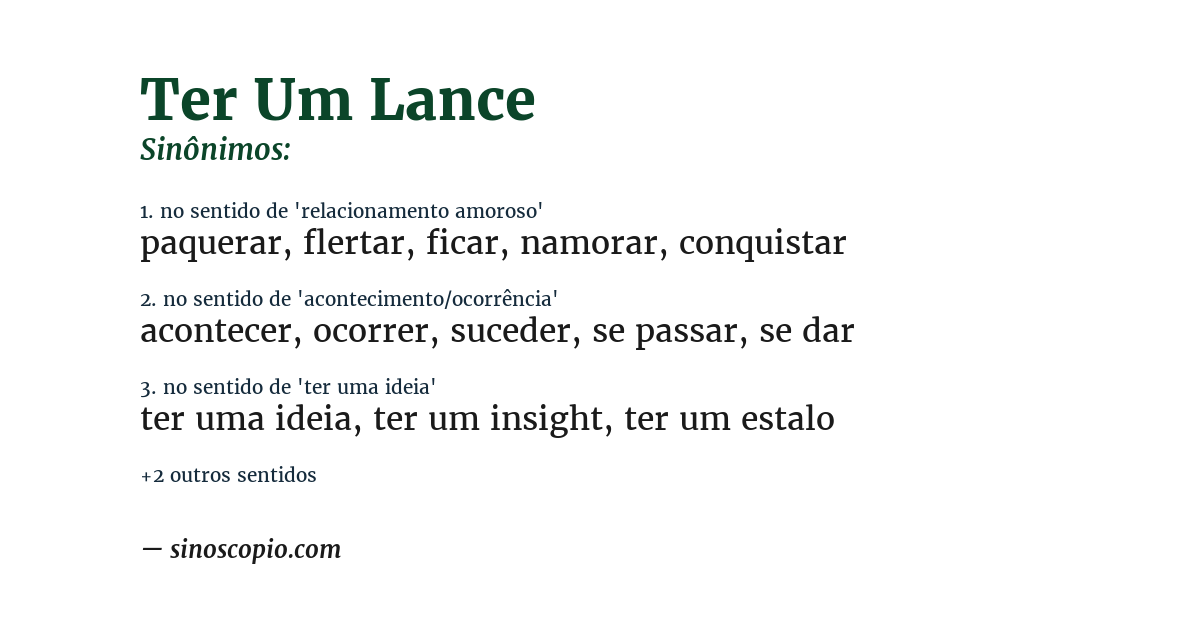 Sinônimo de ter um lance