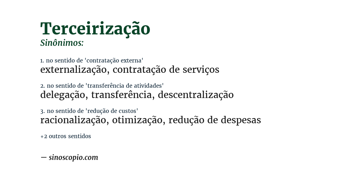 Sinônimo de terceirização