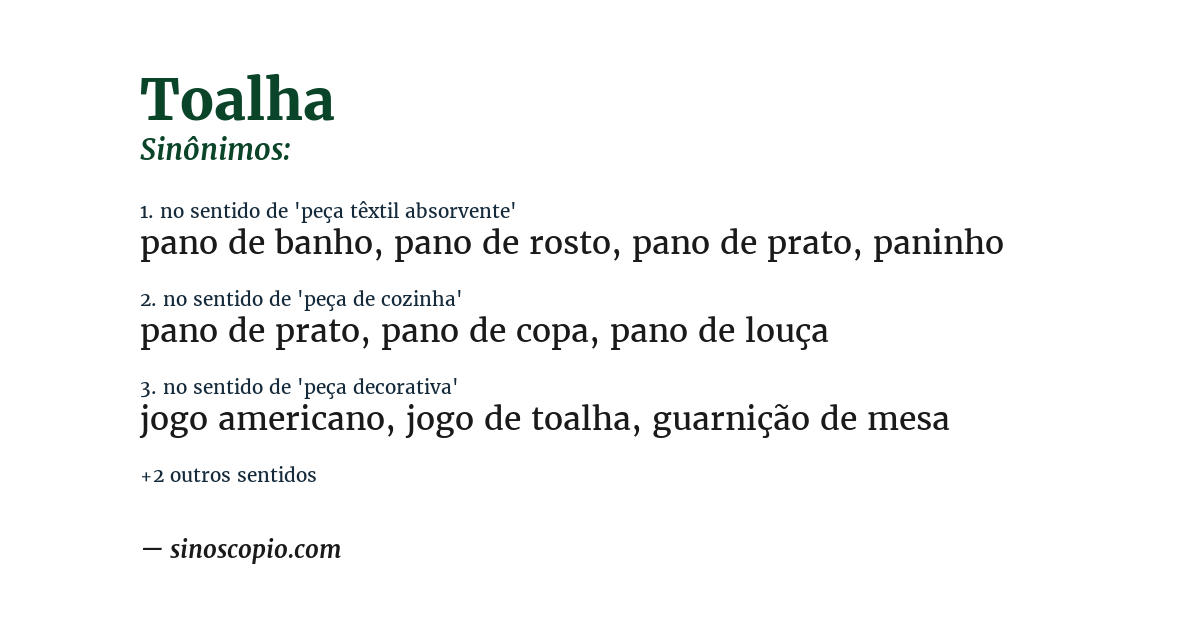Sinônimo de toalha