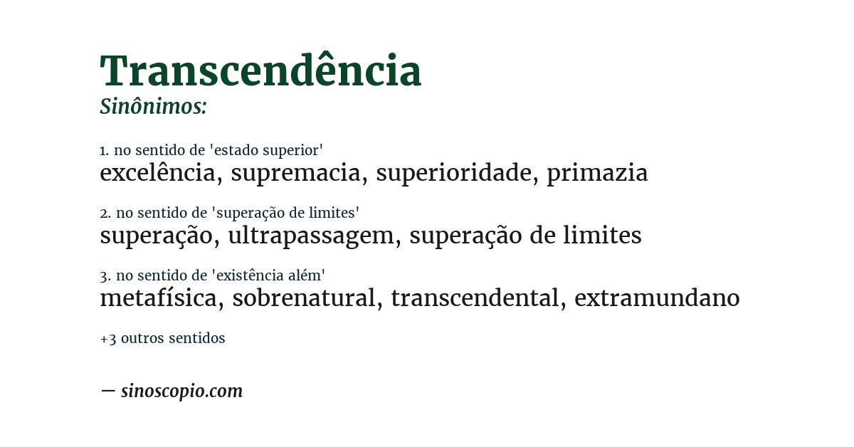 Sinônimo de transcendência