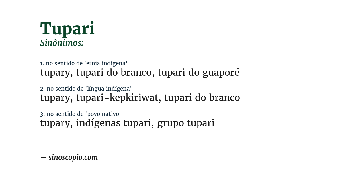Sinônimo de tupari