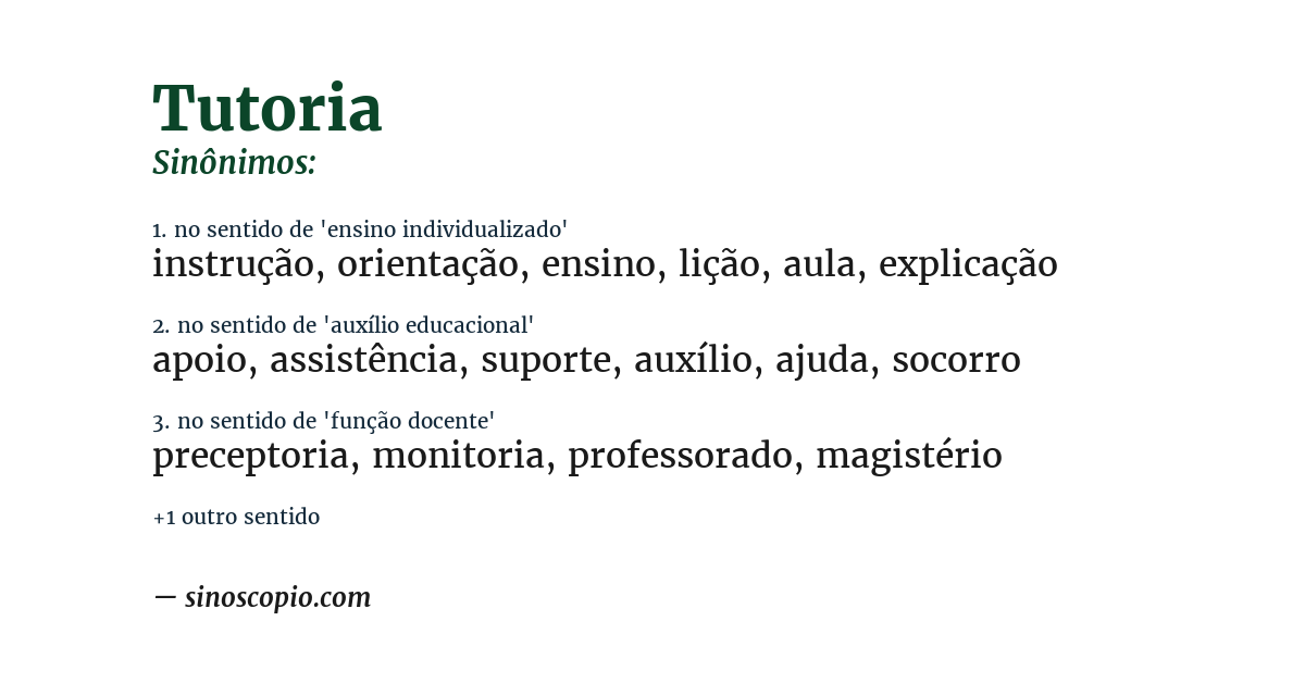 Sinônimo de tutoria