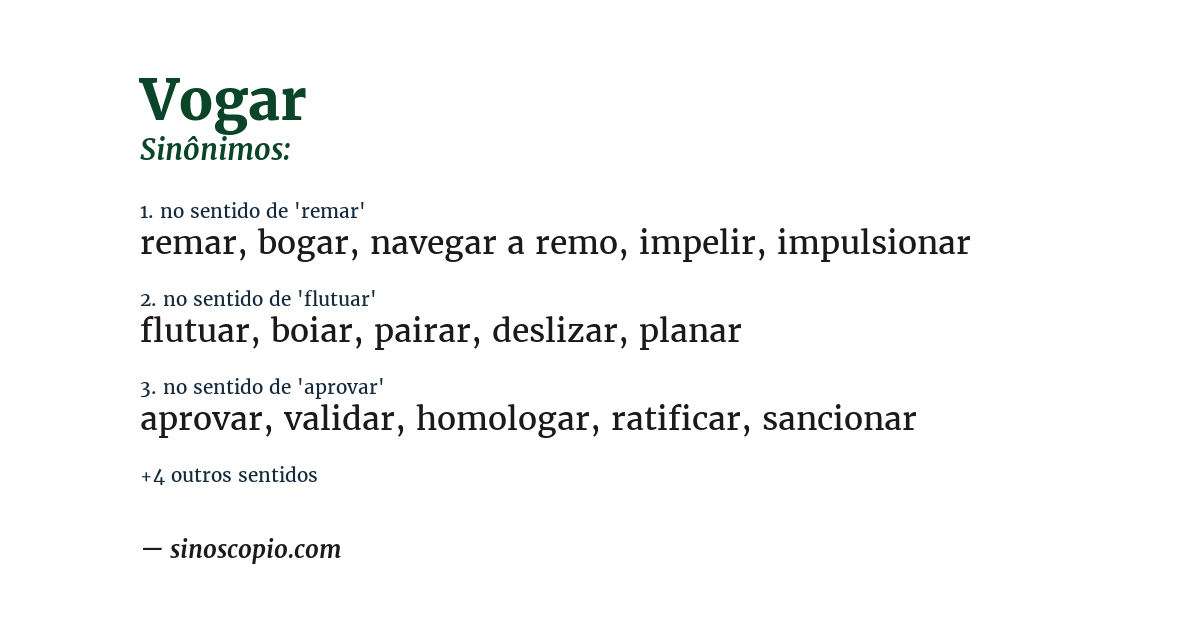 Sinônimo de vogar