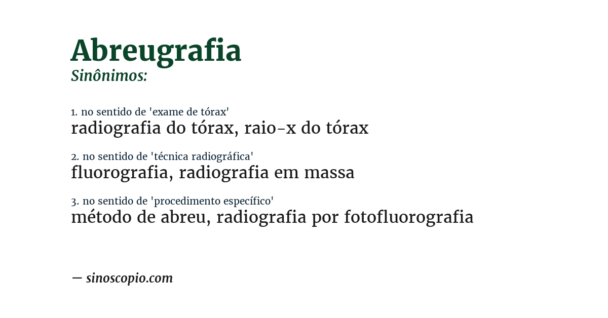 Sinônimo de abreugrafia