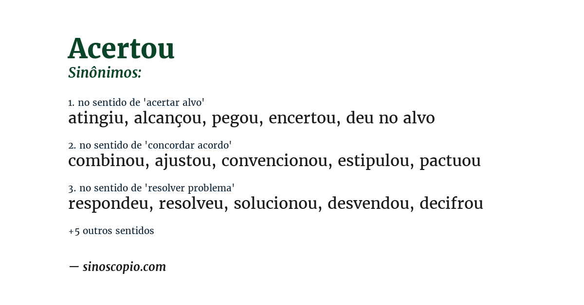 Sinônimo de acertou